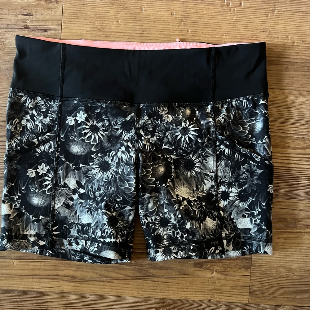lululemon athletica Black Floral Athletic Shorts